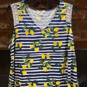 Sleeveless pullover top.